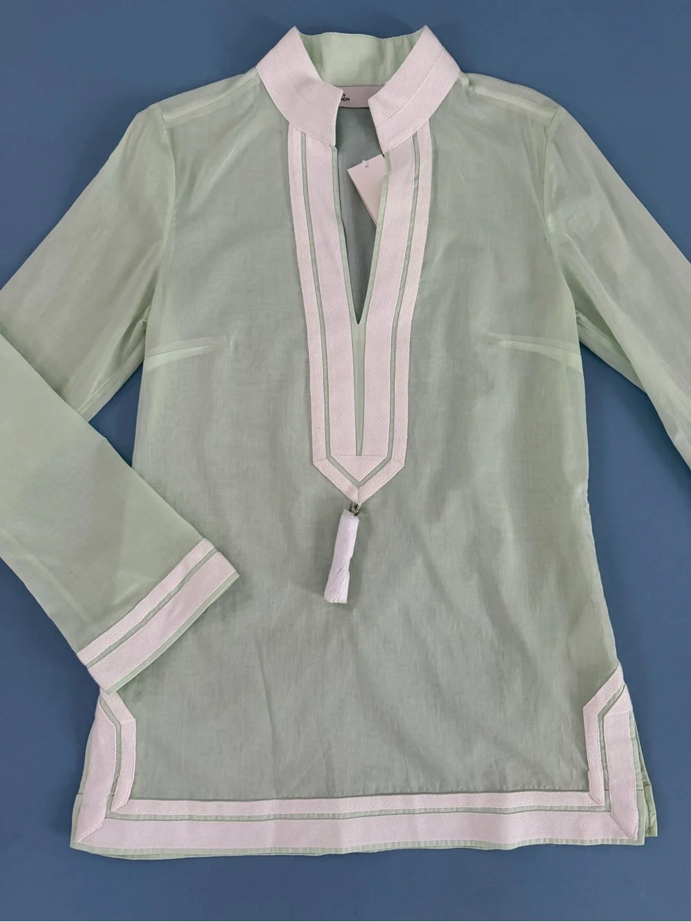 NWT Tory Burch Cotton Tunic Caftan Bright Mint Resort Swim Cover Up